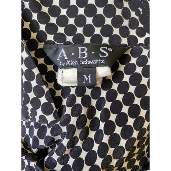 ABS by Allen Schwartz Womens Y2K Top Medium Black Silk Polka Dot Button Down - Picture 5 of 10